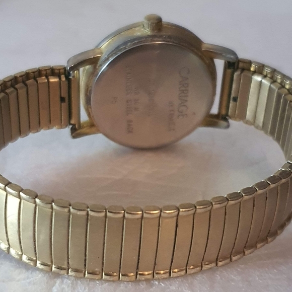 🦋 Carriage Goldtone/White Easy Reader Women's Watch w/Date - Picture 2 of 3